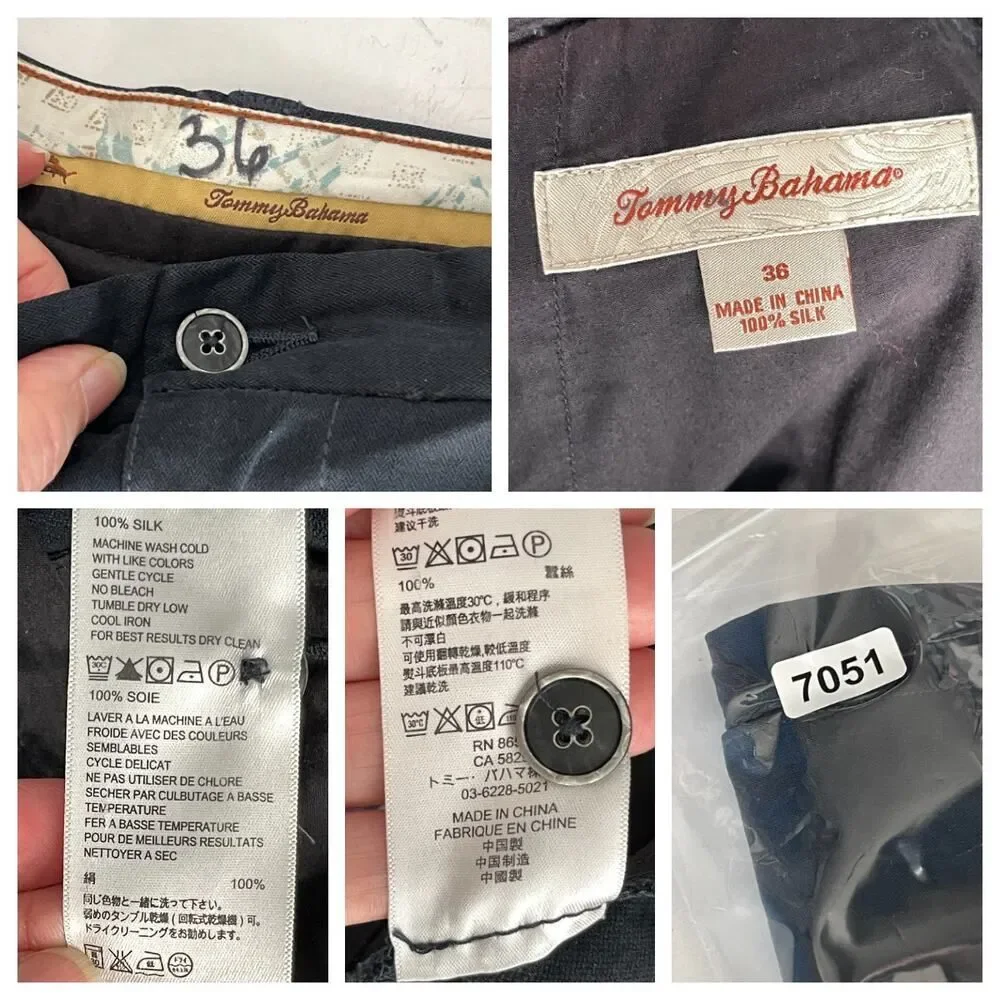 Tommy Bahama Men's 100% Silk Pleated Front Hi-Rise Shorts Size 36 Navy